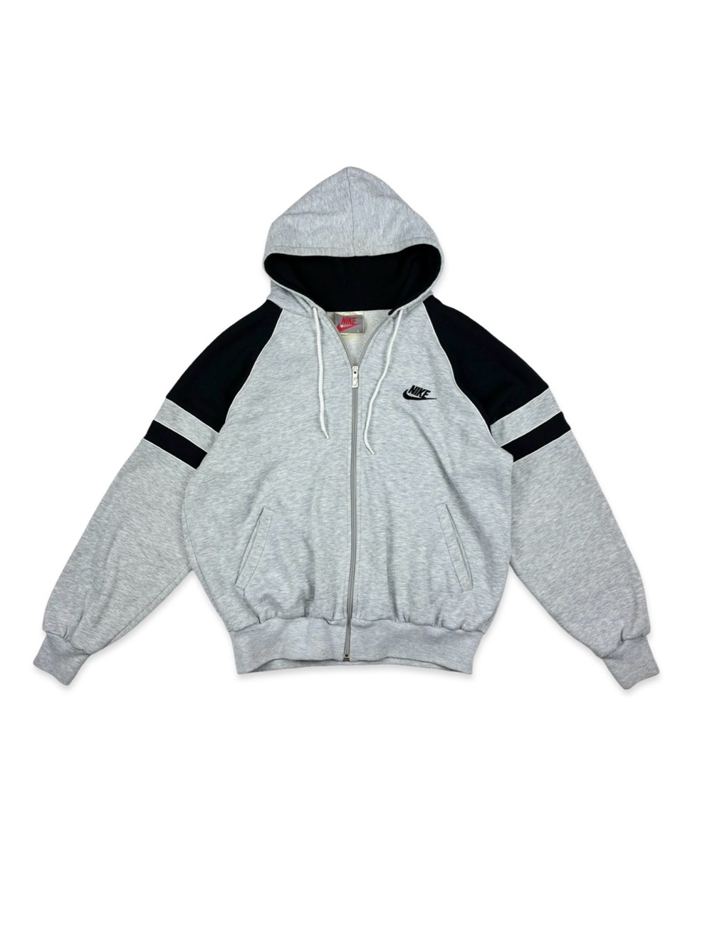 Nike Vintage 80s/90s Black & Gray Raglan Zip Up Hoodie Jacket